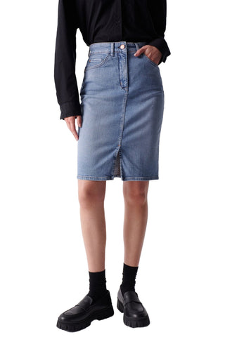 SALSA Secret Glamour Push In Jeansrock - Blue Sky Denim - 126687.8502