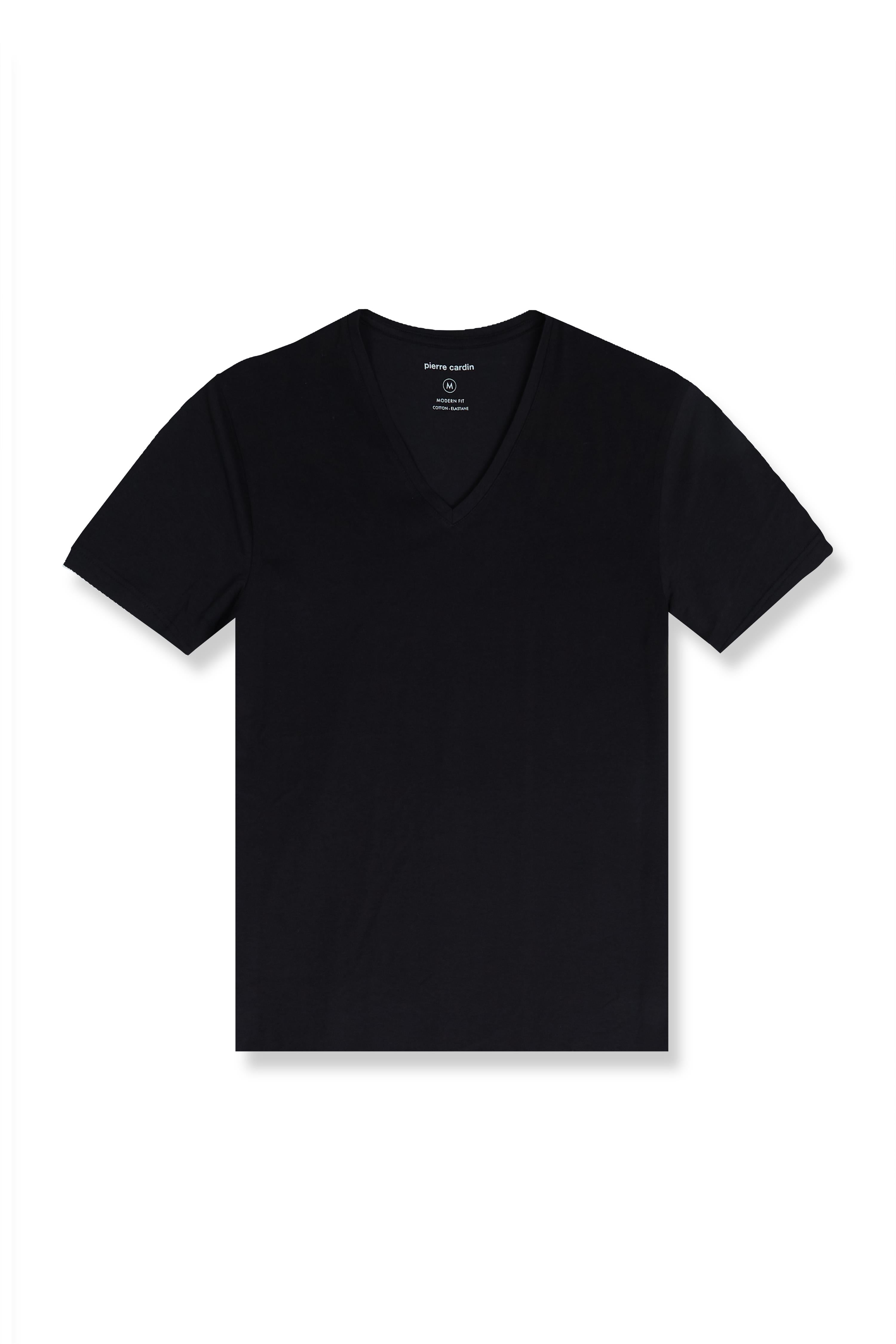 PIERRE CARDIN Modern Fit V-Ausschnitt T-Shirt - Night Coal - 29991 9000.9000