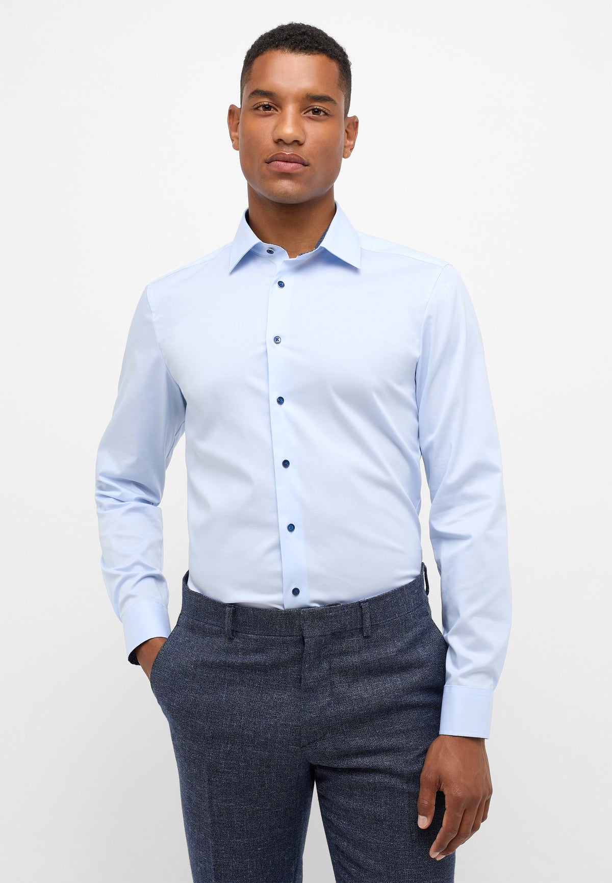 ETERNA SLIM FIT Performance Shirt Langarm Hemd hellblau 4060-10-F14P von Eterna