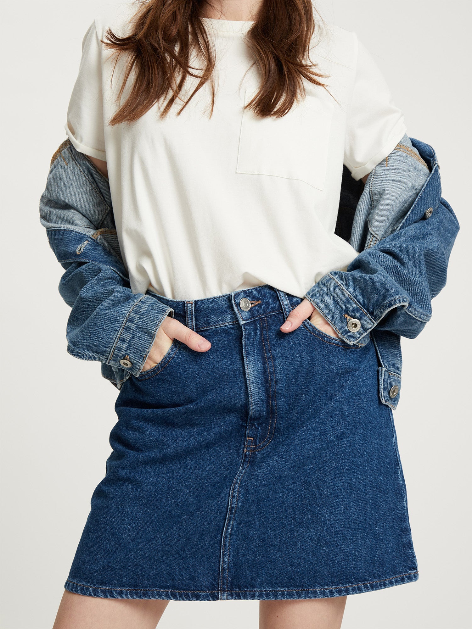 CROSS JEANS SKIRT Mini Rock A-Linien - Ocean Ink Blue - B302-007 von Cross Jeans