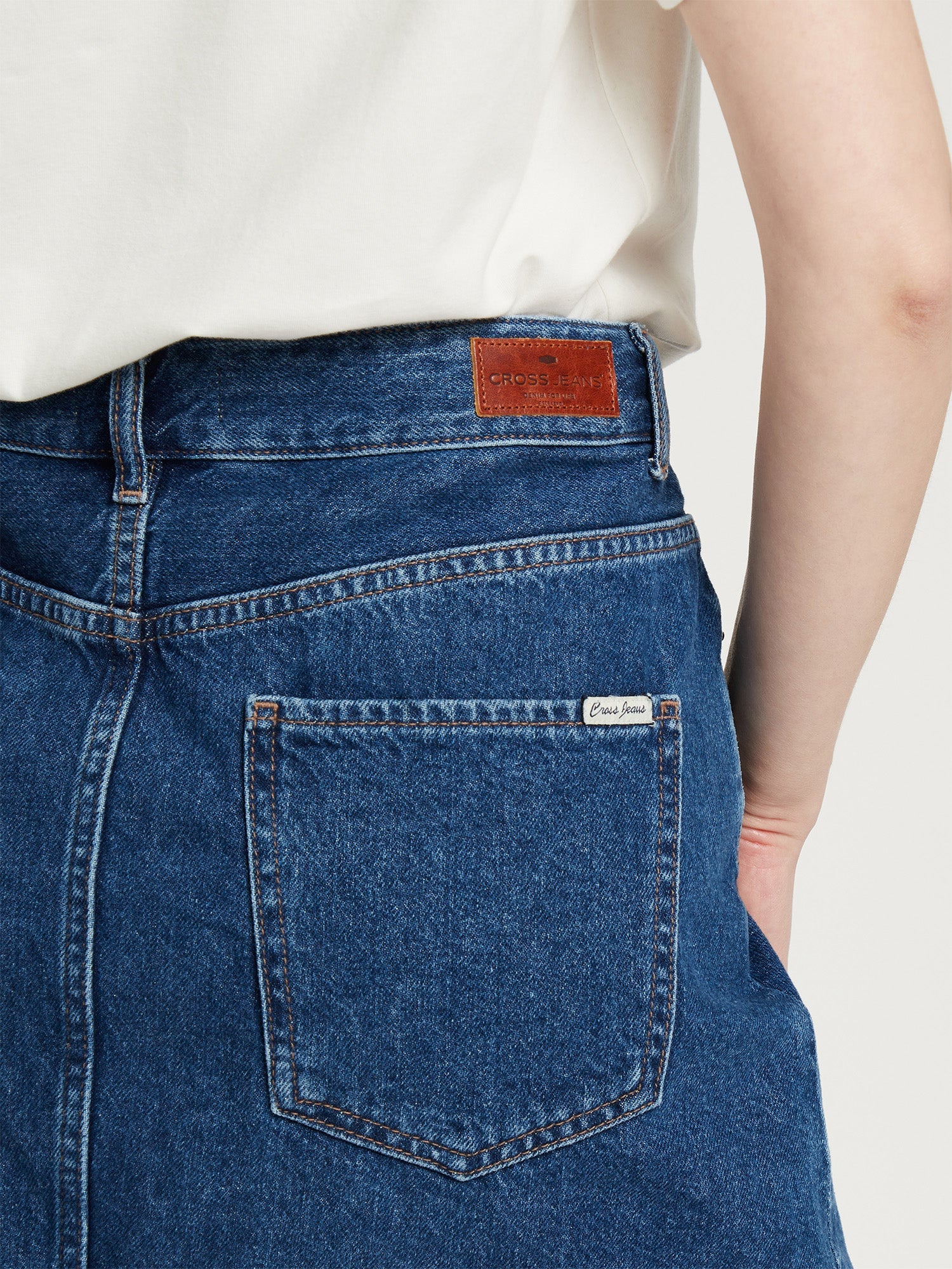 CROSS JEANS SKIRT Mini Rock A-Linien - Ocean Ink Blue - B302-007 von Cross Jeans