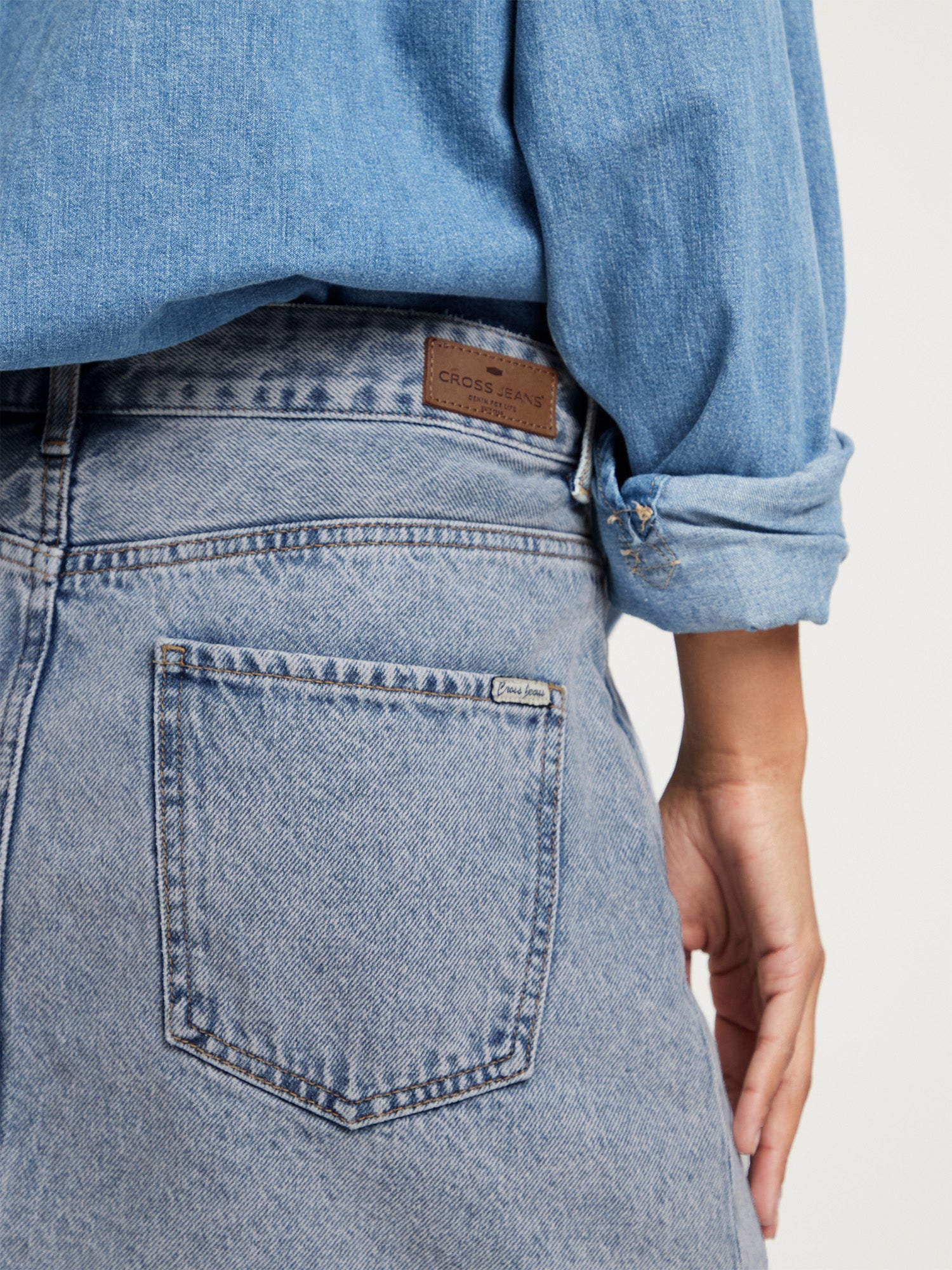 CROSS JEANS Skirt Mini A-Linien - Light Denim Sky - B302-008 von Cross Jeans