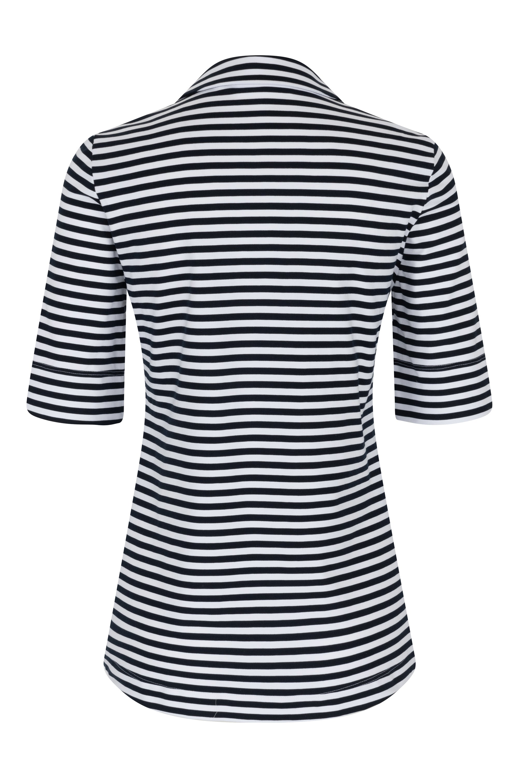 ETERNA FITTED Kurzarm Bluse schwarz gestreift stretch 6383-19-H554 - JERSEY SHIRT von Eterna