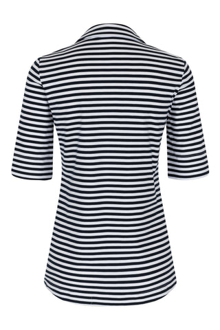 ETERNA FITTED Kurzarm Bluse schwarz gestreift stretch 6383-19-H554 - JERSEY SHIRT