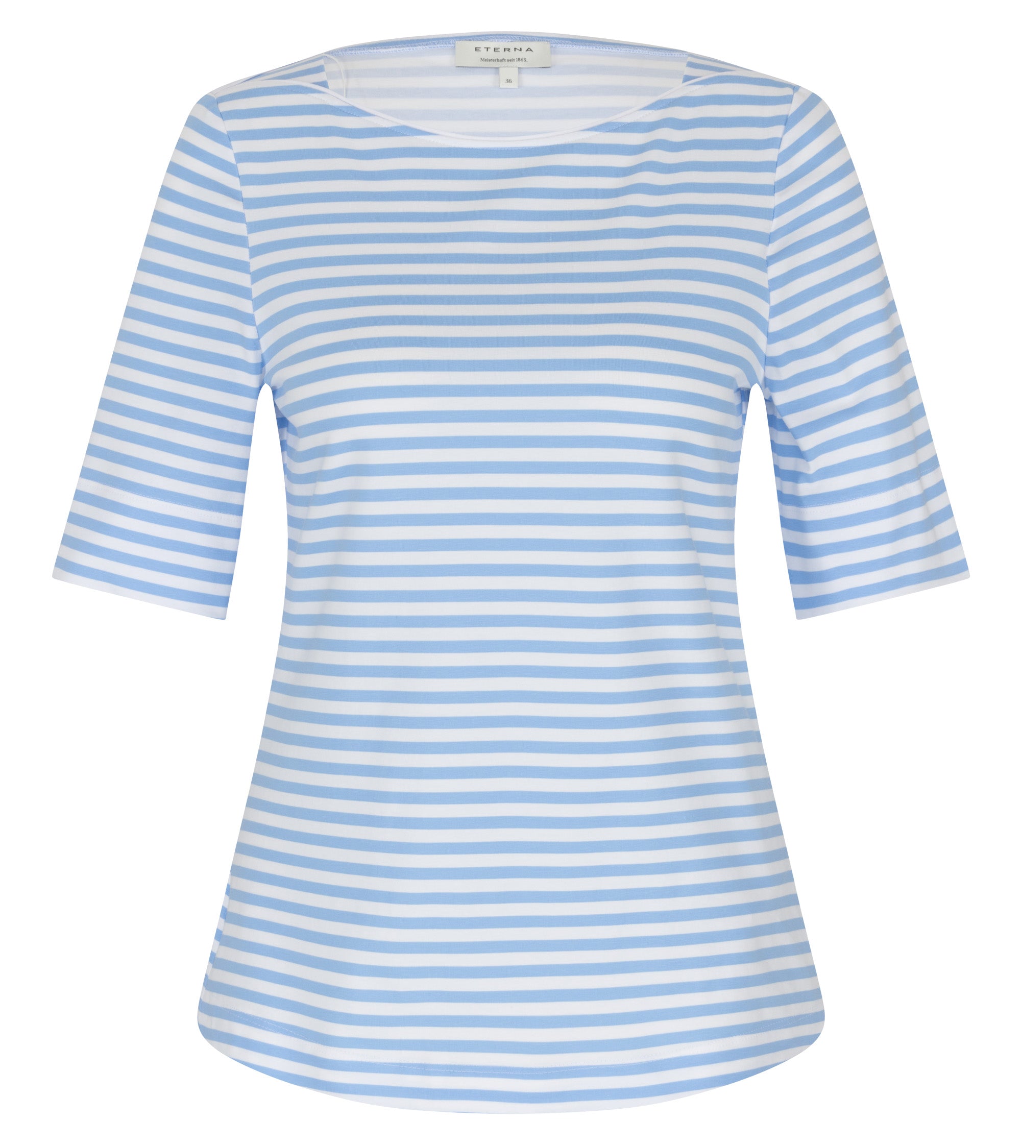 ETERNA FITTED Kurzarm Bluse blau gestreift stretch 6383-11-H555 - JERSEY SHIRT von Eterna
