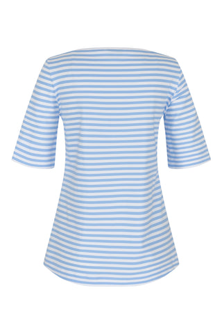 ETERNA FITTED Kurzarm Bluse blau gestreift stretch 6383-11-H555 - JERSEY SHIRT