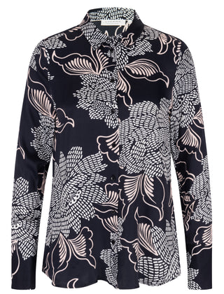 ETERNA REGULAR FIT Langarm Bluse blau satin print 7886-39-D247 - SATIN SHIRT