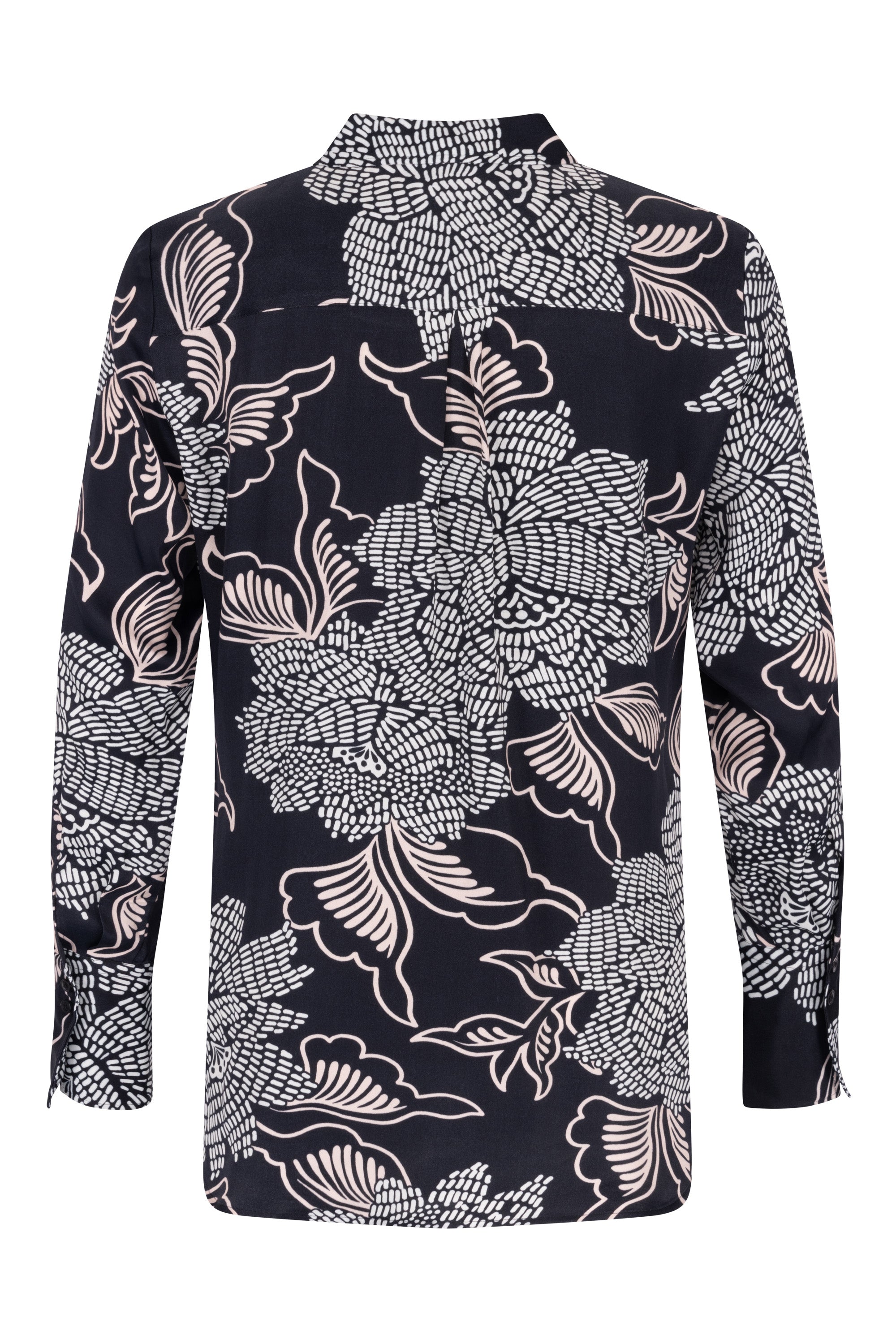 ETERNA REGULAR FIT Langarm Bluse blau satin print 7886-39-D247 - SATIN SHIRT von Eterna