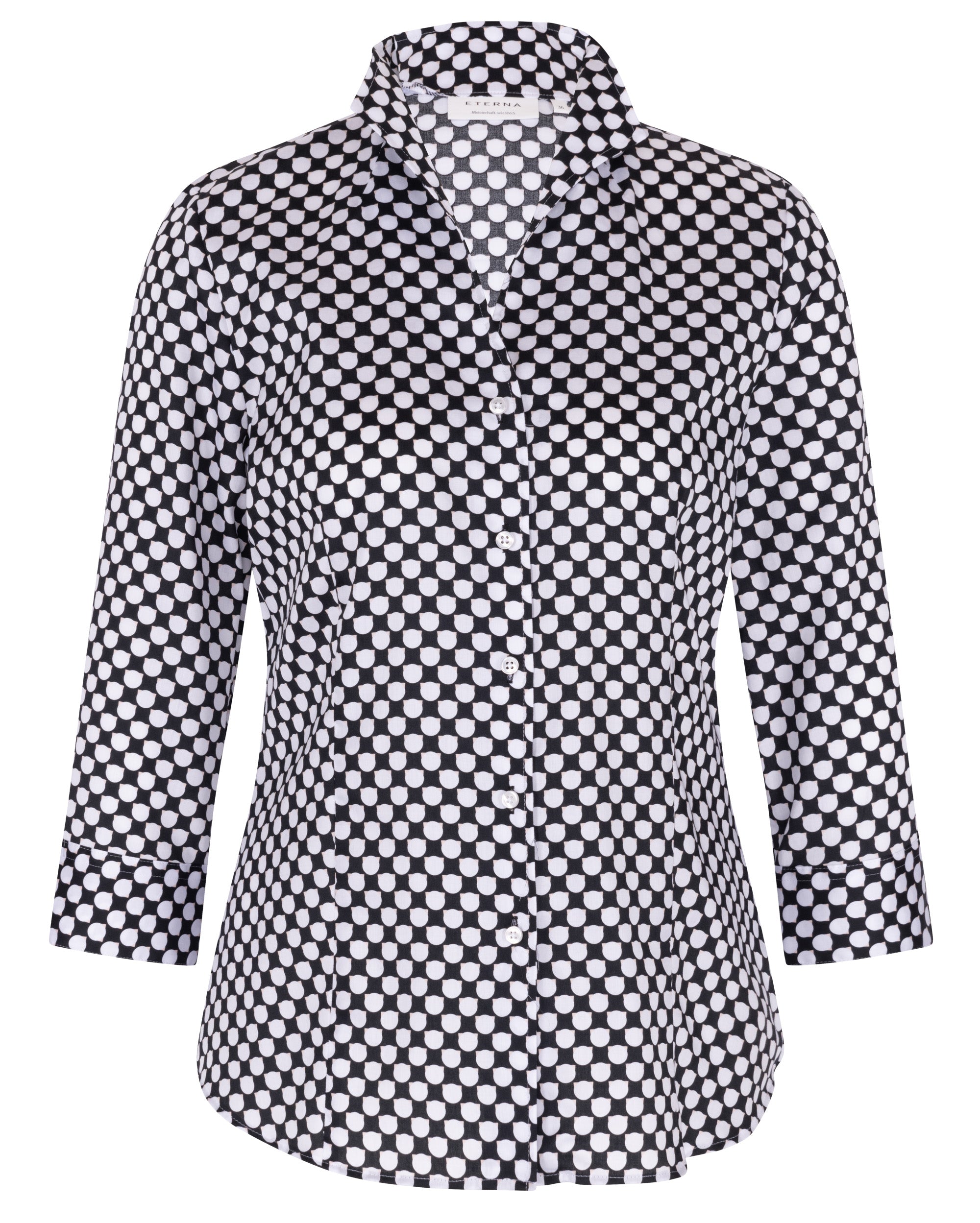 ETERNA REGULAR FIT 3/4 Arm Bluse weiß/schwarz satin print 7883-39-R469 von Eterna