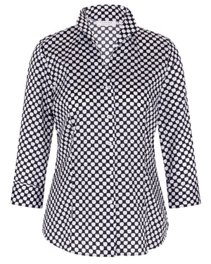 ETERNA REGULAR FIT 3/4 Arm Bluse weiß/schwarz satin print 7883-39-R469