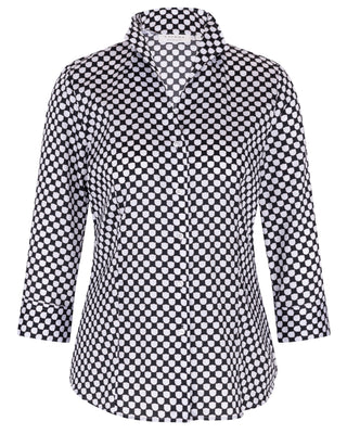 ETERNA REGULAR FIT 3/4 Arm Bluse weiß/schwarz satin print 7883-39-R469