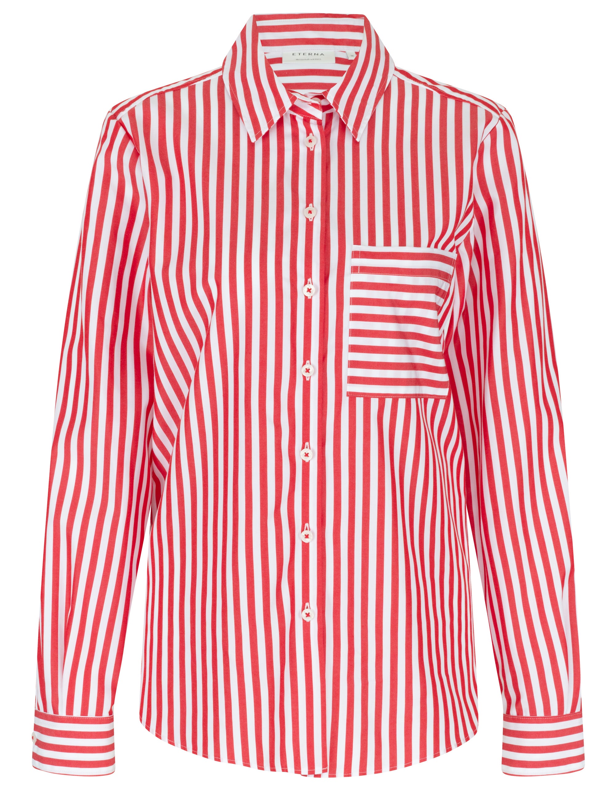 ETERNA REGULAR FIT Langarm Bluse rot gestreift 6366-50-D456 von Eterna