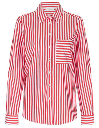 ETERNA REGULAR FIT Langarm Bluse rot gestreift 6366-50-D456