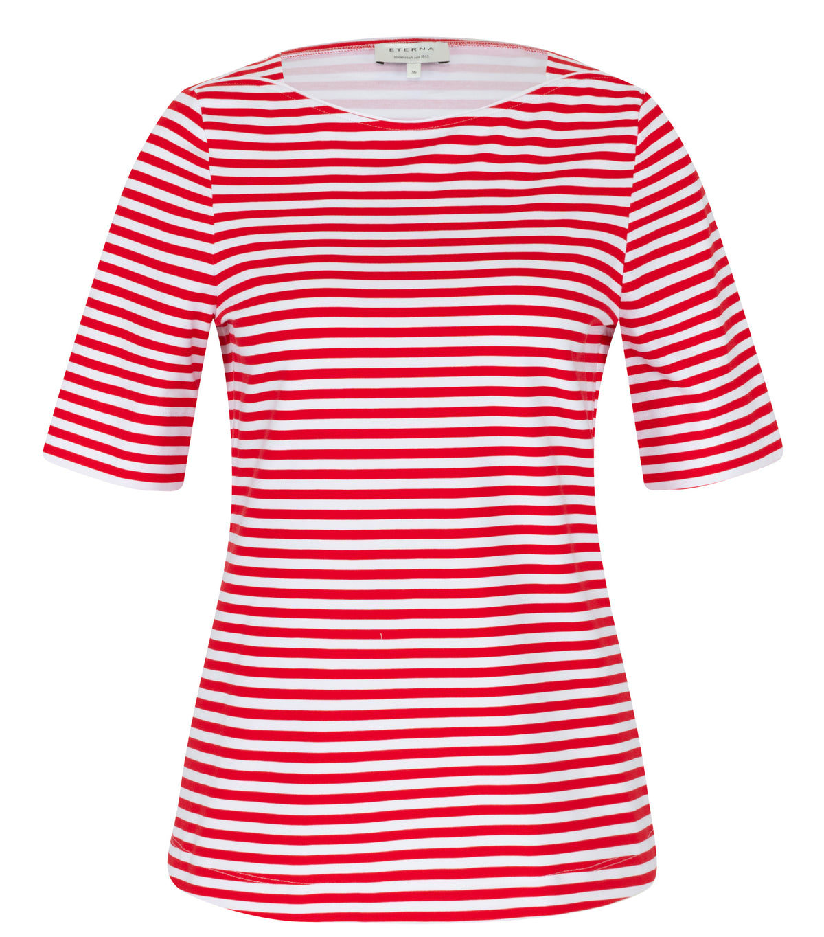 ETERNA FITTED Kurzarm Bluse rot gestreift stretch 6383-50-H555 - JERSEY SHIRT von Eterna