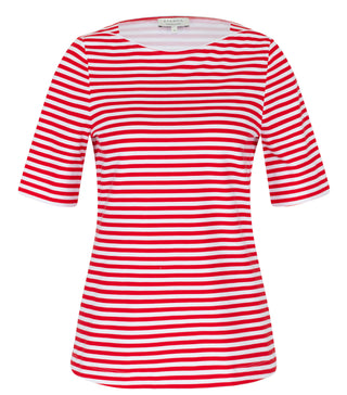 ETERNA FITTED Kurzarm Bluse rot gestreift stretch 6383-50-H555 - JERSEY SHIRT