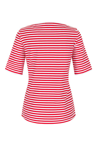 ETERNA FITTED Kurzarm Bluse rot gestreift stretch 6383-50-H555 - JERSEY SHIRT