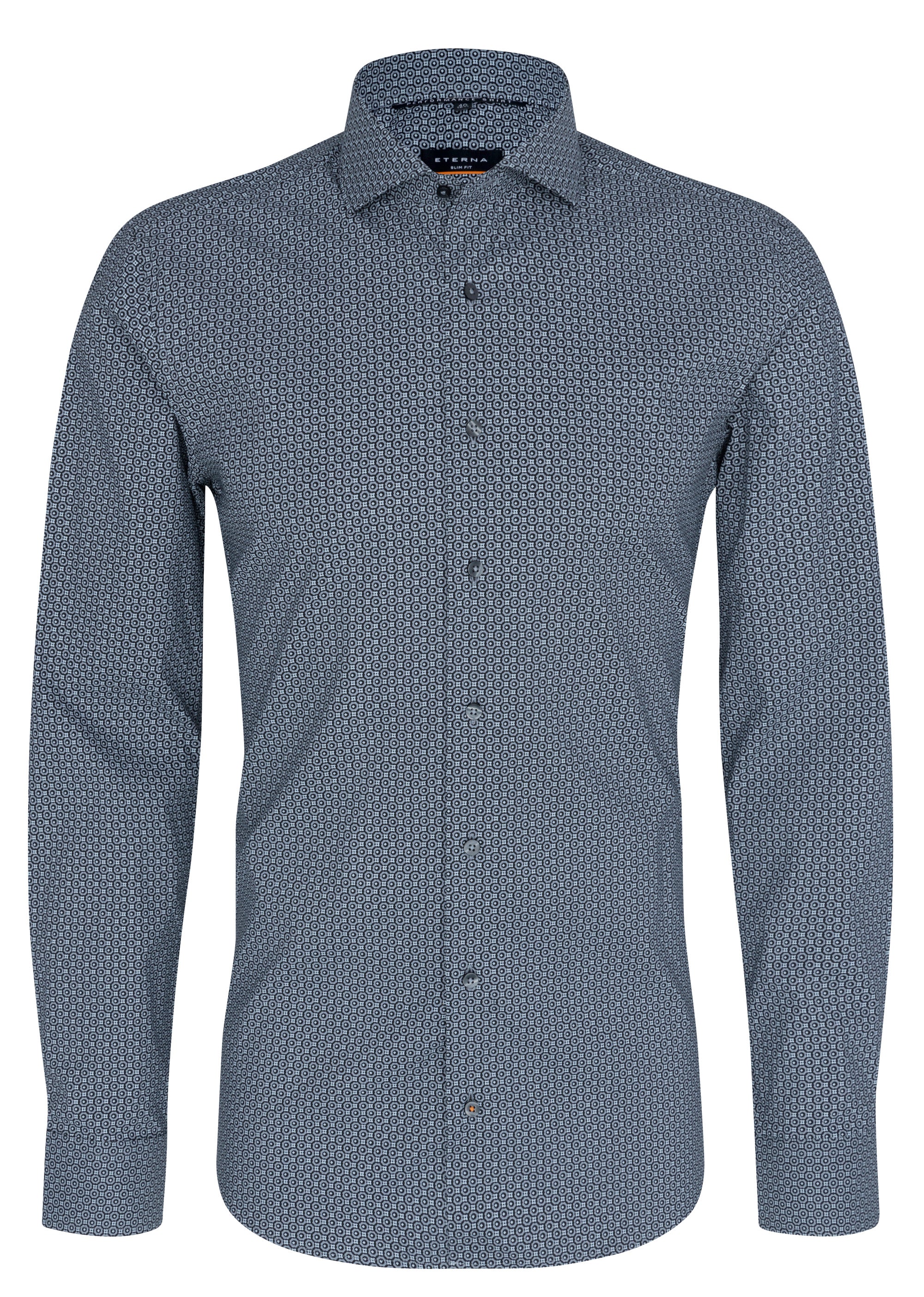 ETERNA SLIM FIT Performance Shirt - Ocean Grid Blue - 4011-39-F182