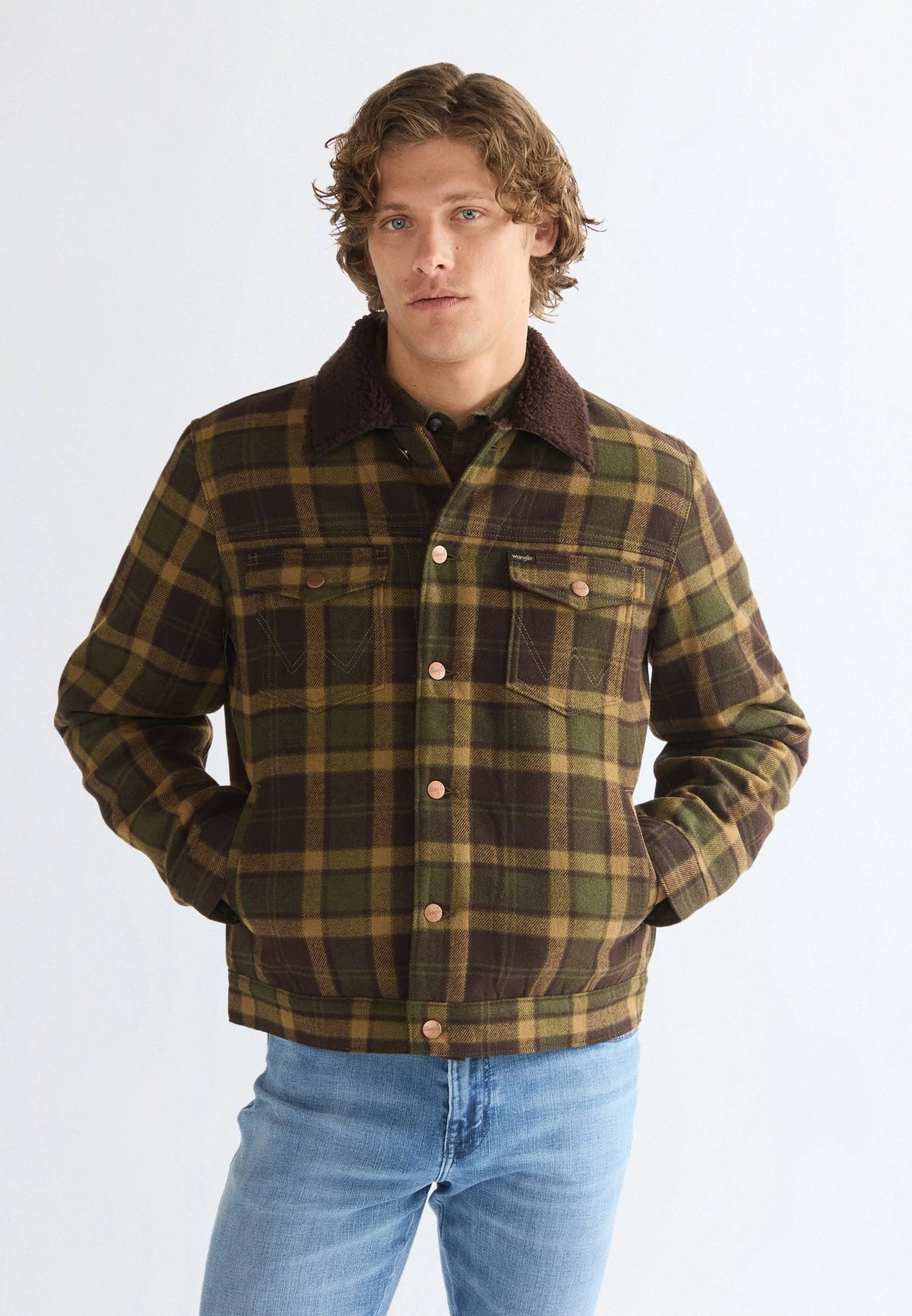 WRANGLER REGULAR WOOL TRUCKER Übergangsjacke olive 112387071