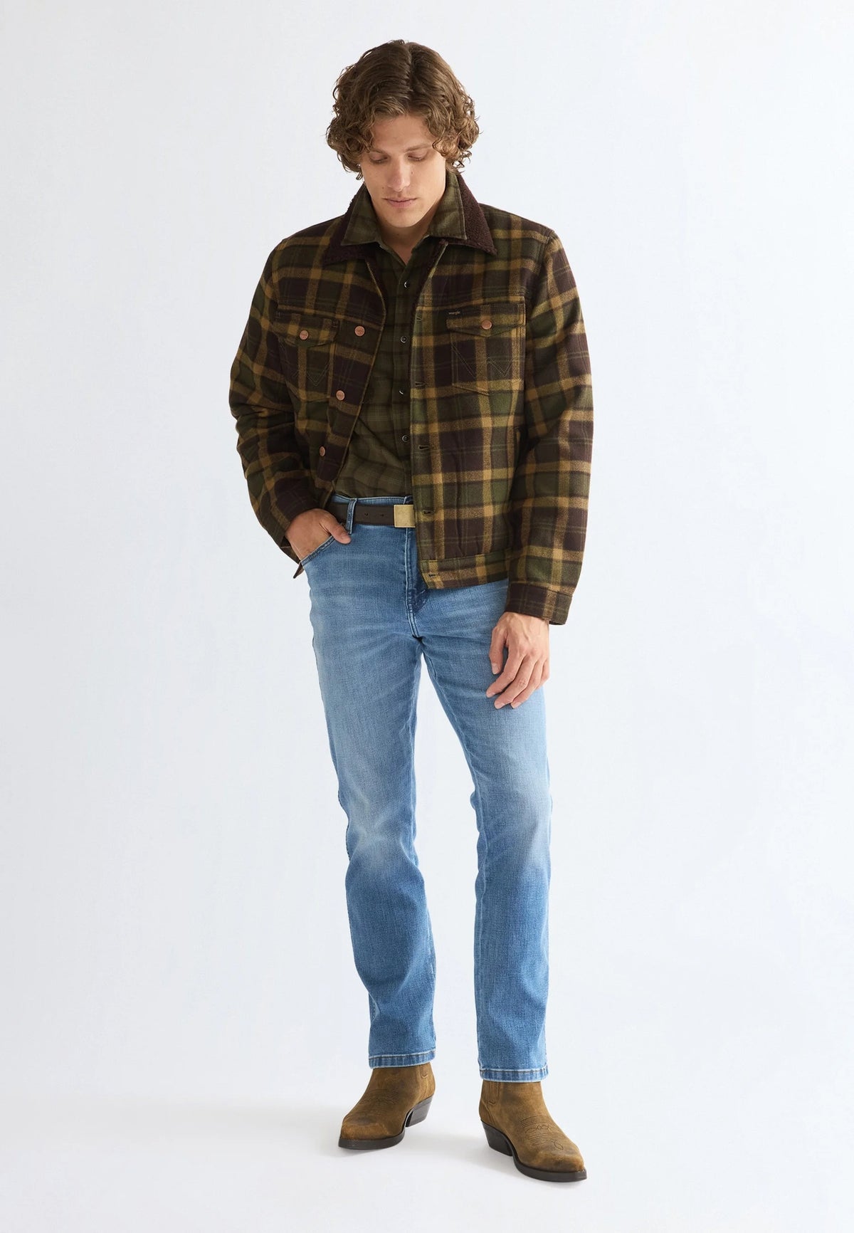 WRANGLER REGULAR WOOL TRUCKER Übergangsjacke olive 112387071 von Wrangler