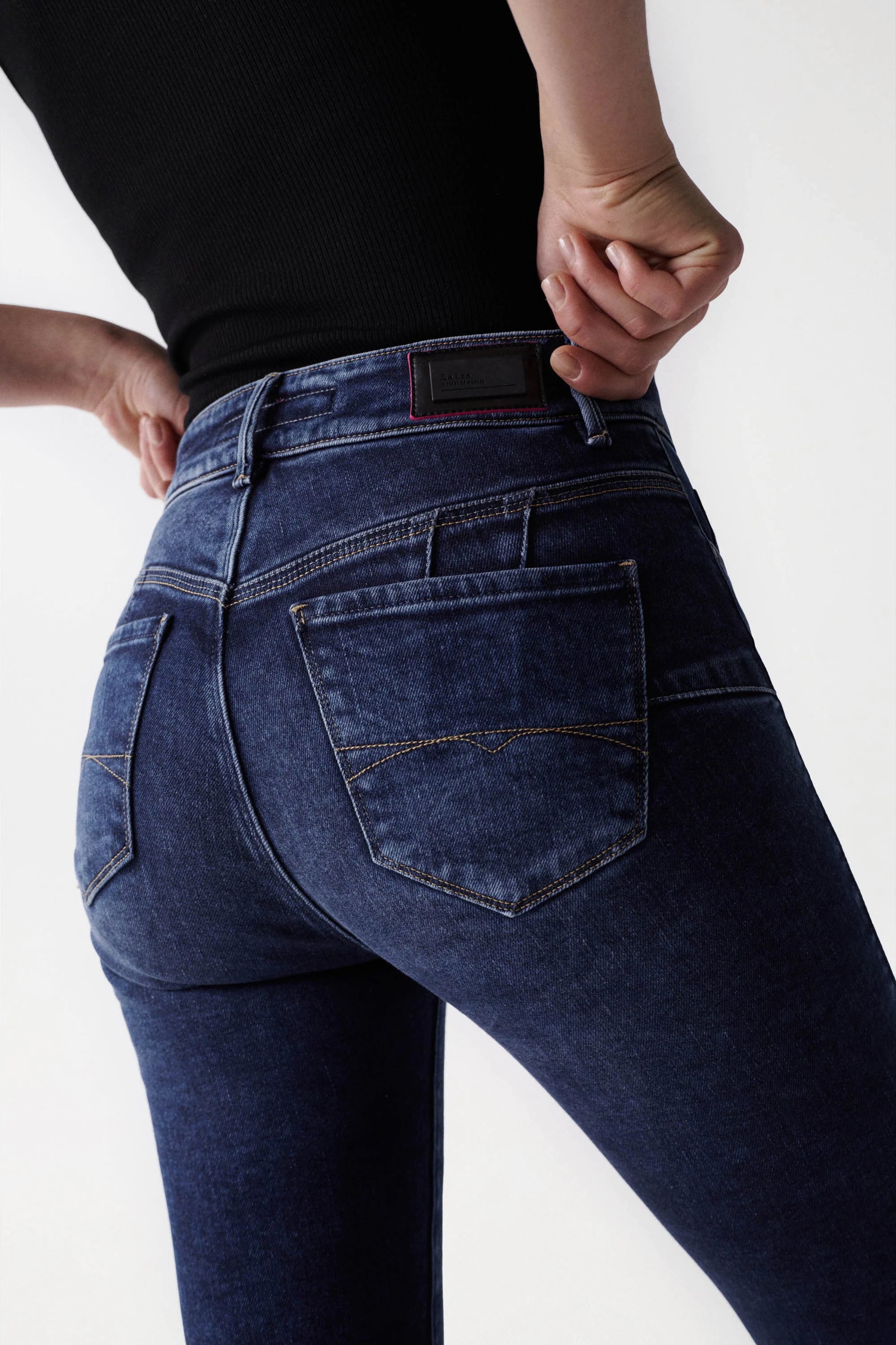 SALSA Destiny Push Up Crop Slim - Midnight Indigo Wash - 126913.8504