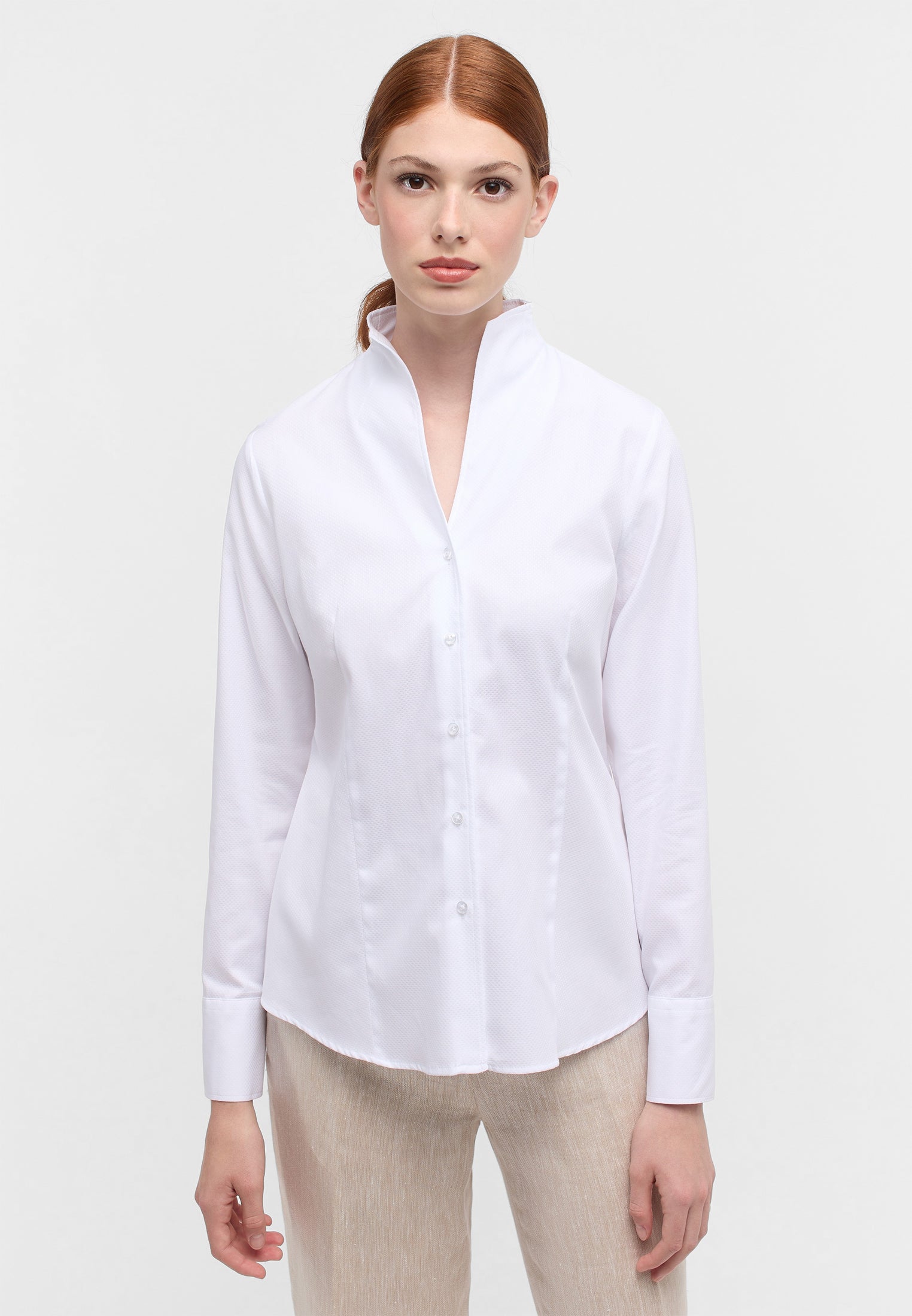 ETERNA REGULAR FIT Langarm Bluse - Frosted Pearl White - 7001-00-D266