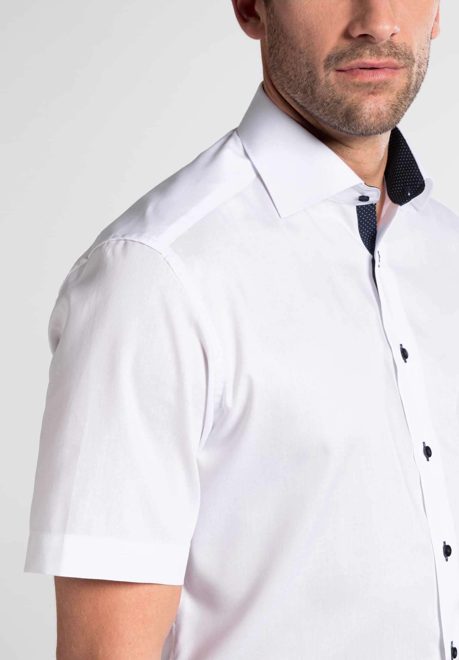 ETERNA MODERN FIT Kurzarm Hemd - Moonlit Dots White - 8100-00-C13K von Eterna