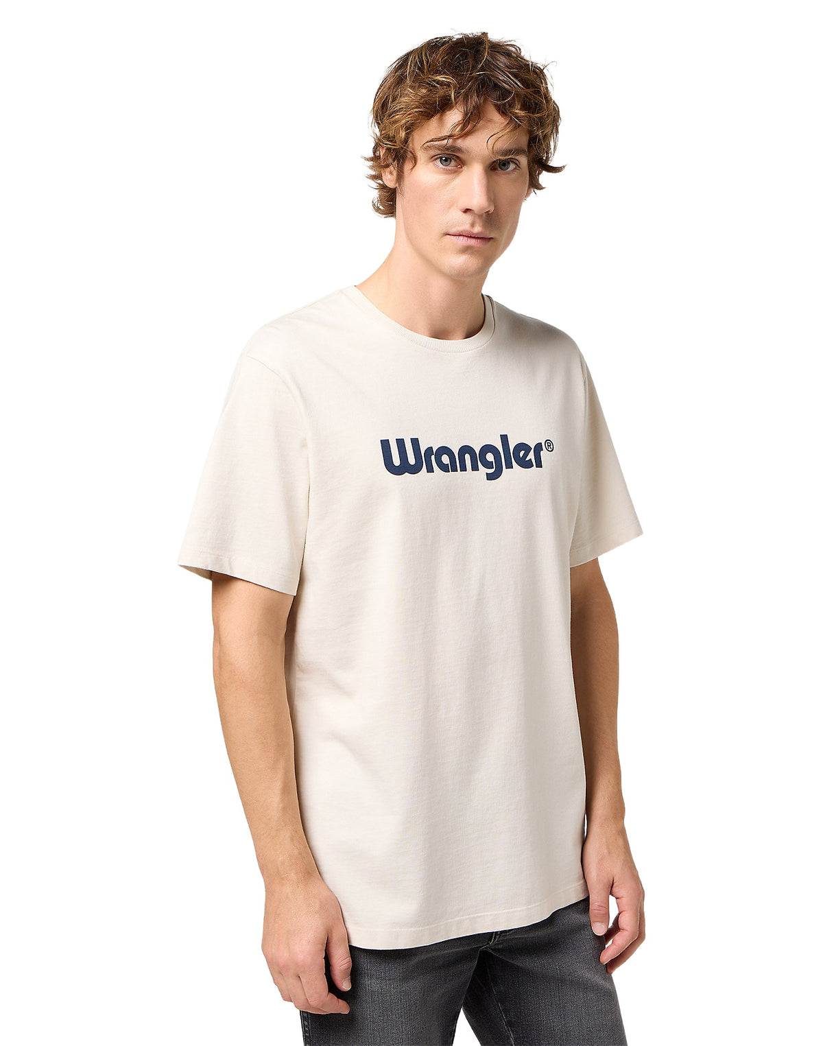 WRANGLER Logo Tee - Sandstone Cream T-Shirt - 112350523