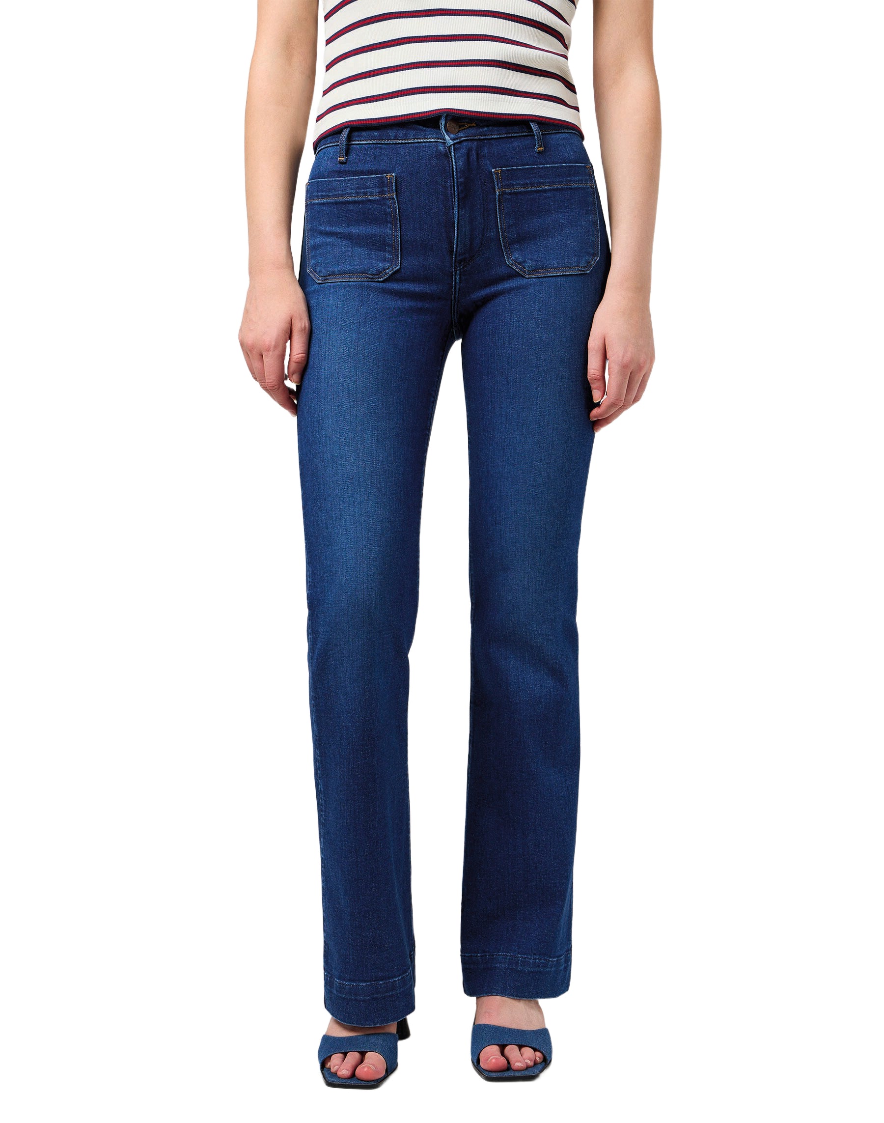 WRANGLER Flare Schlaghose - Midnight Riviera Blue - 112351028