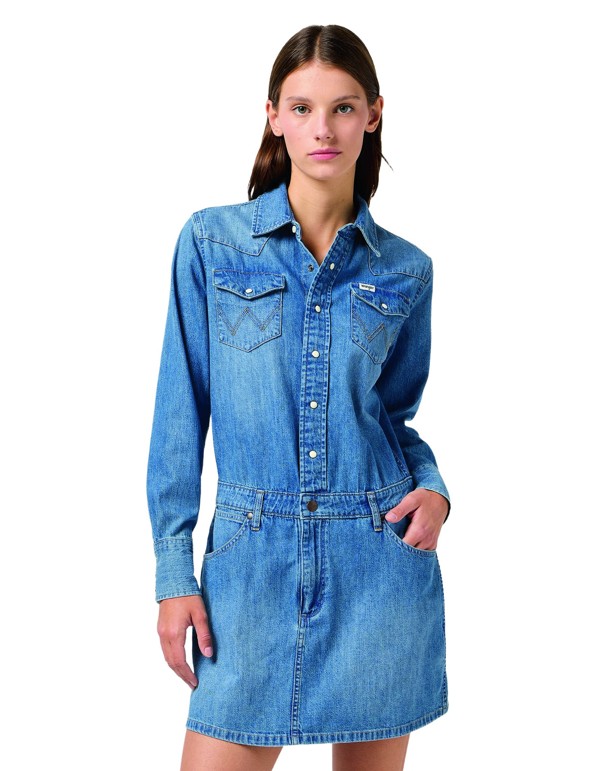 WRANGLER LS DENIM DRESS Jeanskleid - Coastal Sky Blue - 112362610