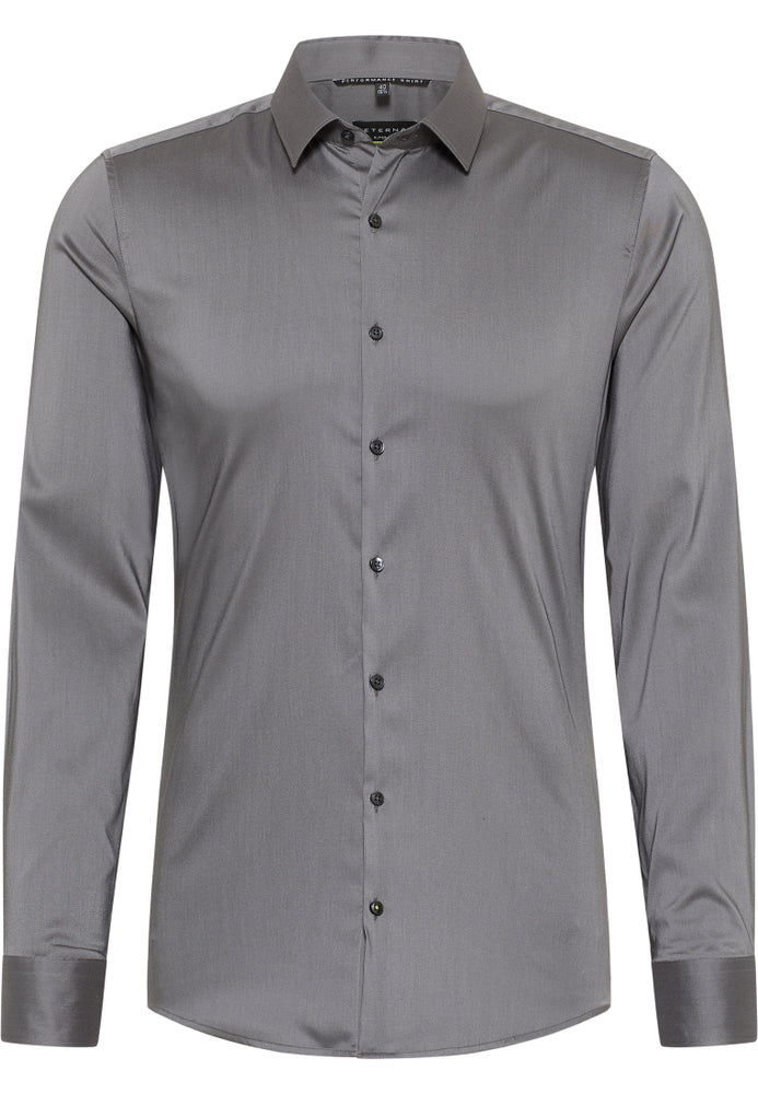 ETERNA SUPER SLIM Performance Shirt - Grey Twill Charcoal - 3377-35-Z141