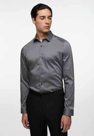 ETERNA SUPER SLIM Performance Shirt - Grey Twill Charcoal - 3377-35-Z141